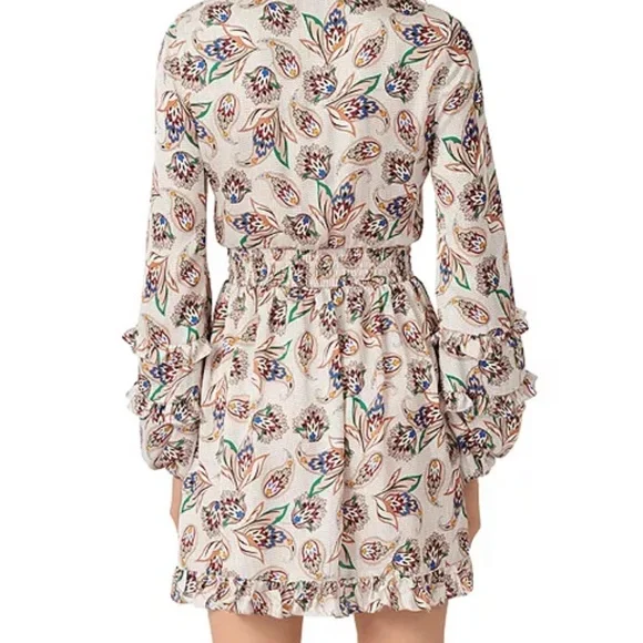 MAJE Paisley V-Neck Dress with Ruffled Sleeves - Picture 2 of 8